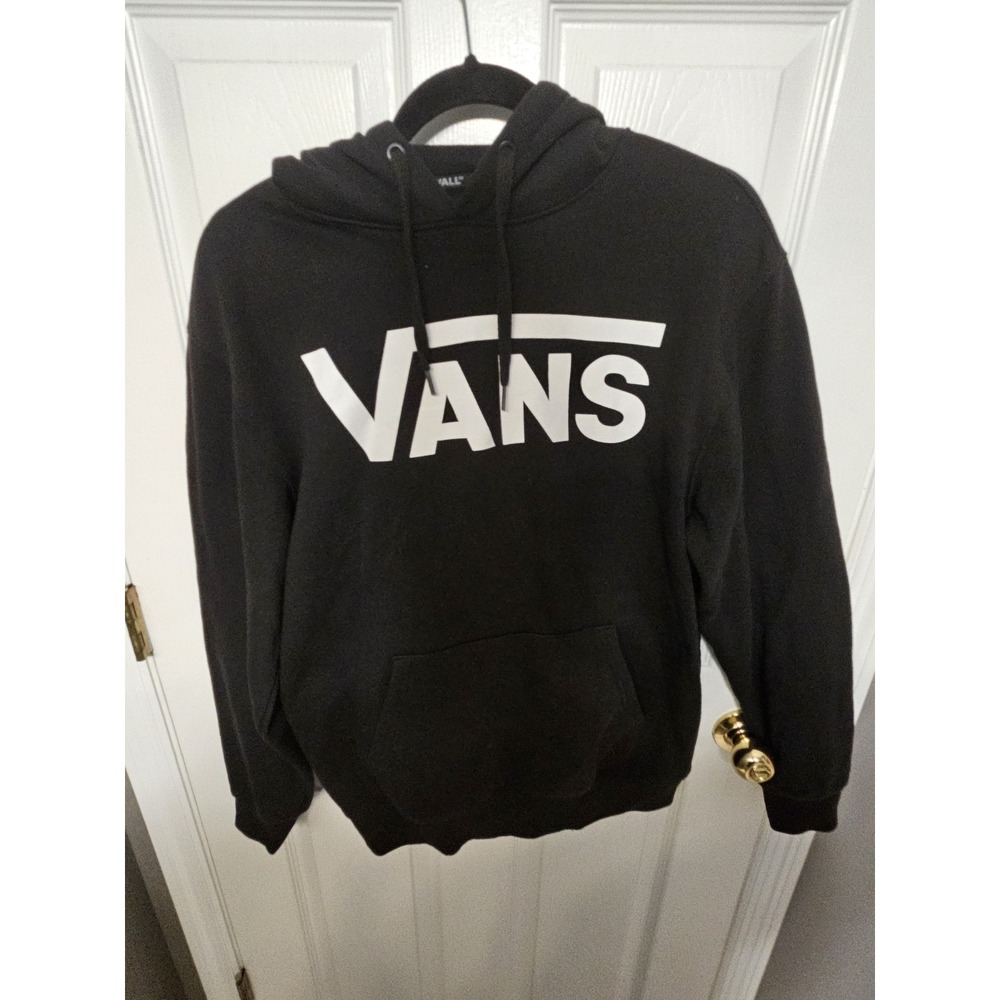 Vans Off The Wall Classic SpellOut Graphic Black Hoodie Sz S Pullover